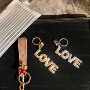 Michael Kors LOVE purse charms and Coach Key Fob Bundle w/ white bag included
